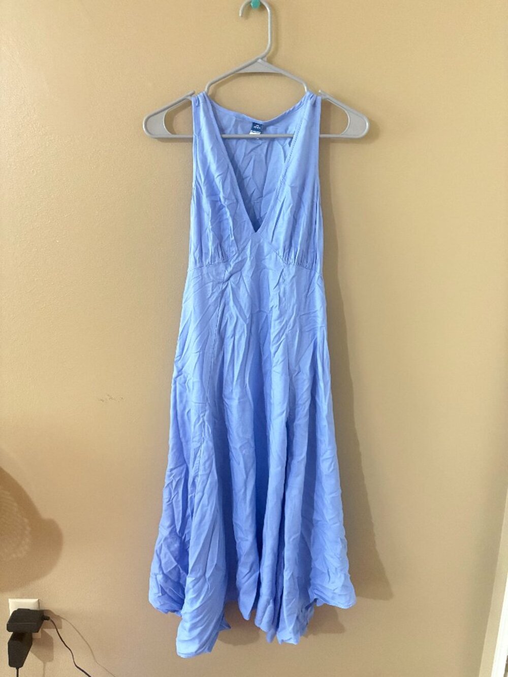 NWT Old Navy Blue Handkerchief Hem Midi Dress Tie Back XS Petite